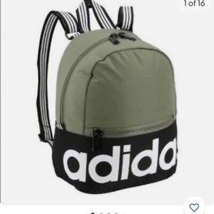 Adidas Mini Backpack Olive Green With Zipper Closure